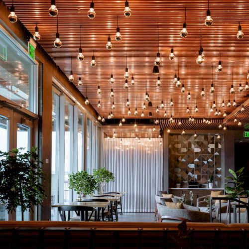 Indoor seating and ambiance with lighting