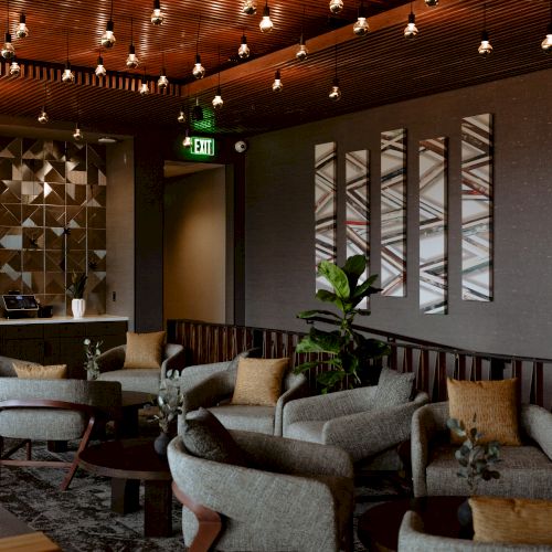 Indoor seating at RYZE skyline lounge with ambiance and lighting